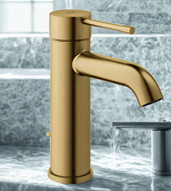 Brushed gold bathroom basin mixer