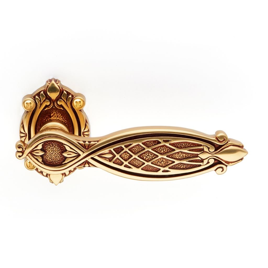 Decorative luxury door handle in an ornate finish